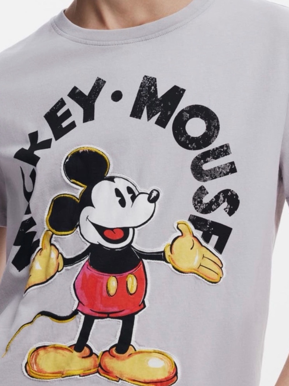 Desigual Mickey Mouse Graphic Tee - Light Gray, Black, Yellow, Red